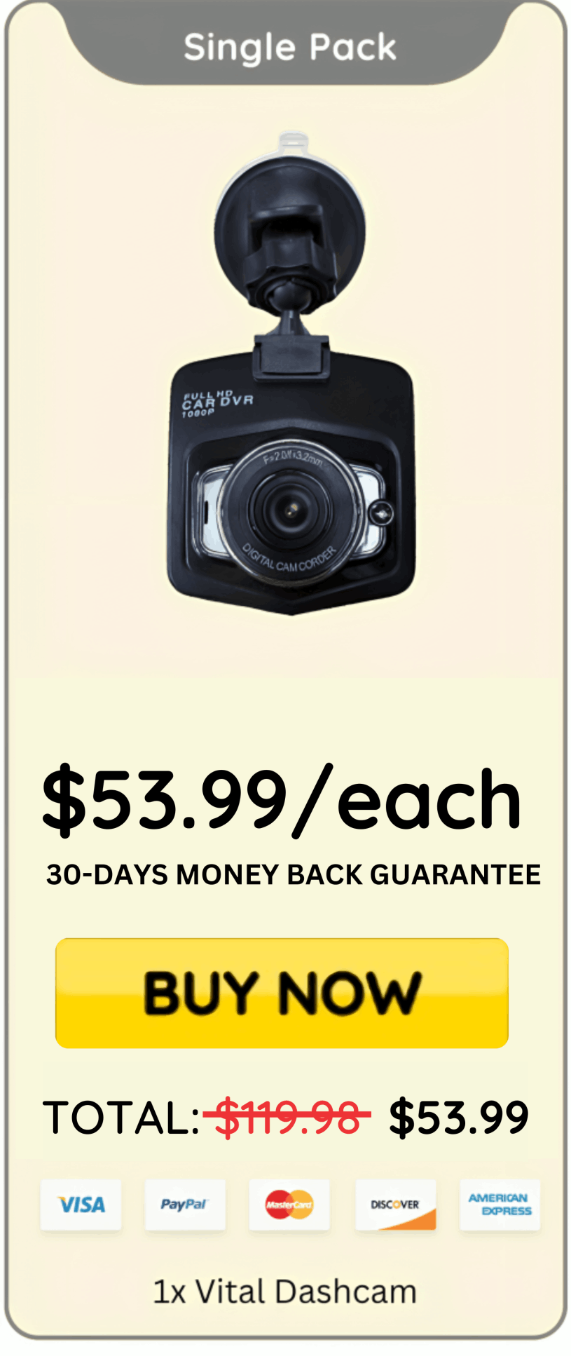 Vital Dash Cam offer price 